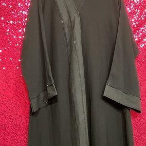 Elegant Black Robe with Sequin Trim